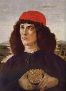 Sandro Botticelli Medici portrait of the man card oil on canvas